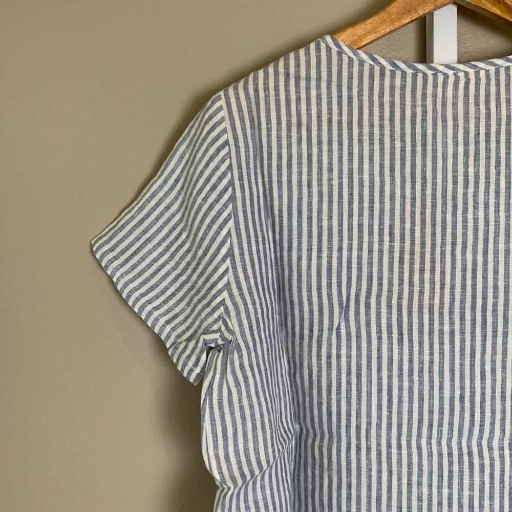 Christian Siriano Striped Short Sleeve Linen Top - Picture 12 of 16
